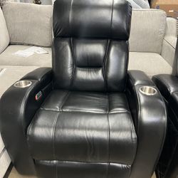 Black Leather Power Recliner