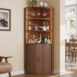 C200 $130  72.5" Tall Corner Bar Cabinet With Led Lights