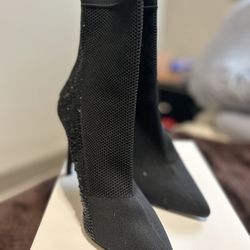 Steve Madden Black Crystal Heeled Boots