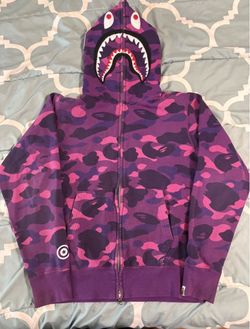 BAPE Shark Full-Zip Hoodie Purple Camo Medium