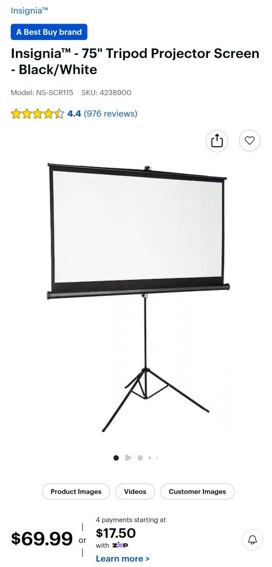 Insignia™ - 75" Tripod Projector Screen