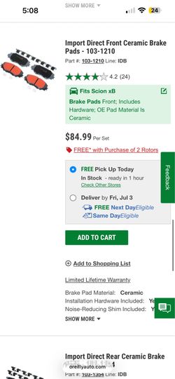 Brake pads fit Scion xb 09