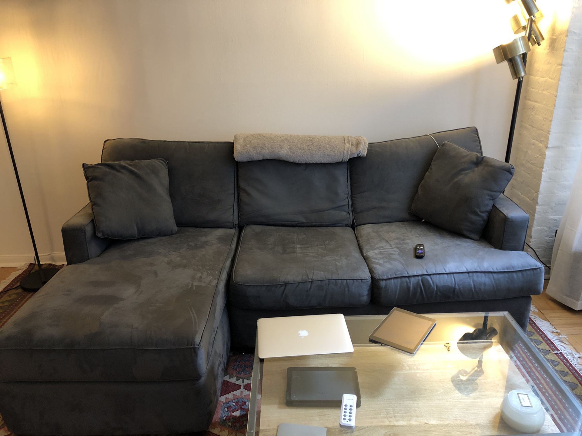 Slate grey sectional couch