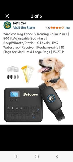 Wireless Dog Fence & Training Collar 2-in-1 |
500 ft Adjustable Boundary I
Beep/Vibrate/Static 1-9 Levels | IPX7
Waterproof Receiver | Rechargeable |1