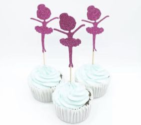 Ballerina cupcake toppers with Glitter 10pcs in a pack