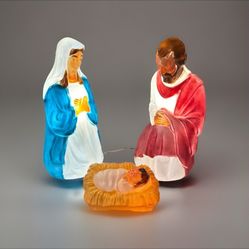 Lighted Nativity Scene -Blow Mold Mary Joseph Jesus -General Foam Plastics C3680