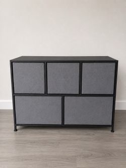 Storage Drawer Organizer Fabric Bin Dresser Black Gray 5 Drawers