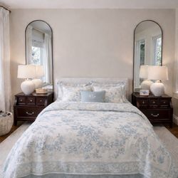 AVAILABLE — wood dresser and nightstands