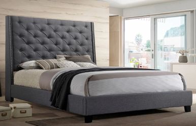 Gray king size bed frame ( no mattress)