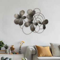 Dark Gray Abstract Floral Metal Wall Art Decor, 42"W  ,A2653