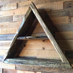 Distressed Metallic Gold Live Edge Triangle Shelve