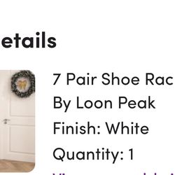 White narrow 7-tier shoe rack white