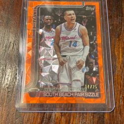 2025-26 Topps Flagship - Heat Catch Fire Orange Tyler Herro /25 #284 Jersey Match 