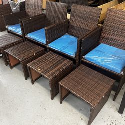 Set Of 4 Chairs 4 Foot Stools 