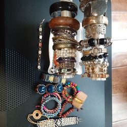 Large Lot Of Bracelets 