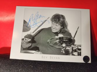 Drummer BEV BEVAN Signed 4x6 Photo ELO BLACK SABBATH AUTOGRAPH  W/COA