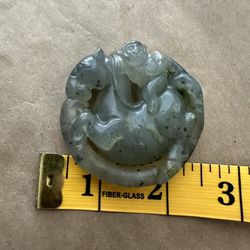 Carved Chinese Stone Horse And Monkey Pendant 