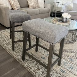 Midsomer Upholstered Counter Stool with Solid Wood Frame (Set of 2)