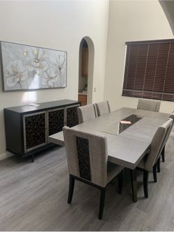 Dinning Room Table, Chairs And Buffet