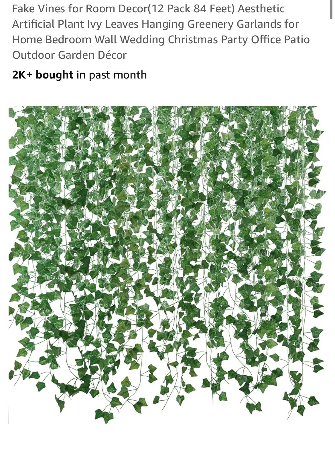 Fake Vines for Room Decor Aesthetic Artificial Plant Ivy Leaves Hanging Greenery Garlands