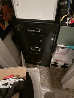 Black filing cabinet