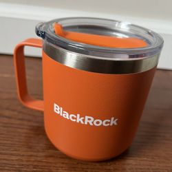 Black Rock 12 Ounce Stainless Steel Mug With A Clear Plastic Lid And Is A Double Wall Thermal Mug