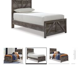 Grey Wood Bed Frame 