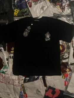 Large black prayer hands chrome heart shirt