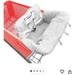 Portable 2-in-1 Grocery Cart Seat Cover and Baby Highchair Cover (Gray Chevron)