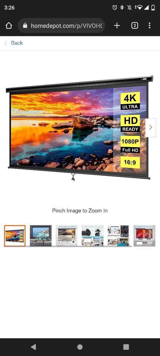 VivoHome 80" Projector Screen