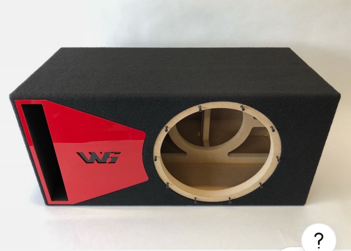 JL Audio 12W6v3 ported subwoofer box SPECIAL EDITION with red plexi port trim