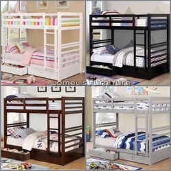 Twin/twin Size Plain Bunkbed With Orthopedic Mattress 