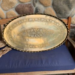 Large Brass India Serving Wall Platter Tray 