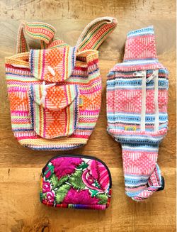 Set of 3 bags - Kids mini backpack, Adult Fanny Pack, cosmetic bag.