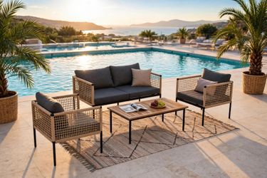4-Piece Rope Patio Set — Loveseat, 2 Chairs & Coffee Table, Brand New - U9TJ