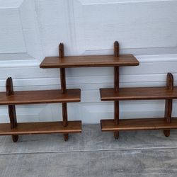 Vintage Wood 3 Tier Shelf Rack for Knick Knacks Trinkets Collectible Decor