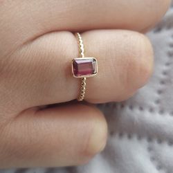 Ring italian gold  14k  With A Ruby