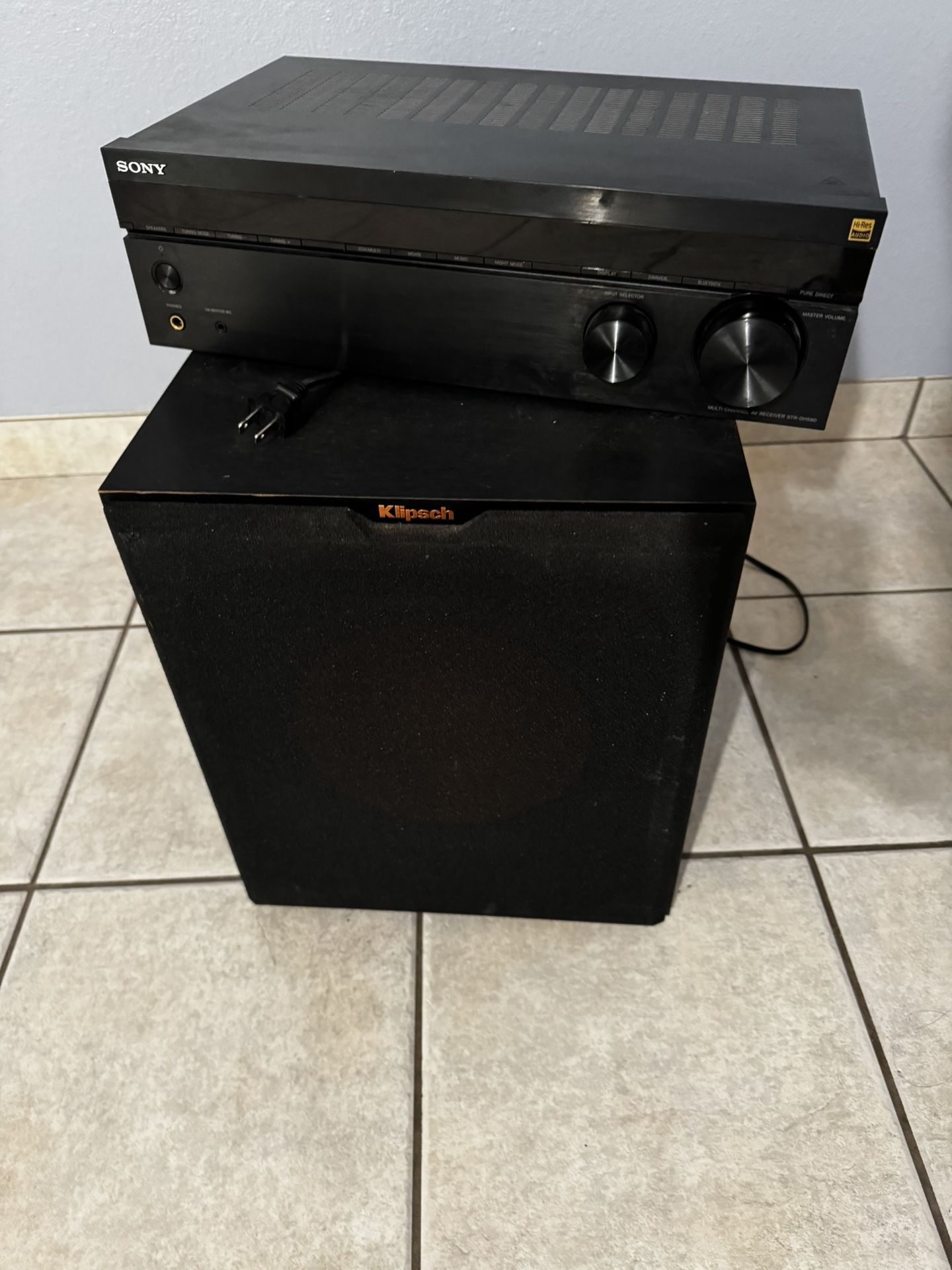 Sony Multi Channel Av Receiver And Subwoofer Klipsch 