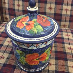Vintage Casafina Factorial Clay Canister Portugal Signed On Bottom
