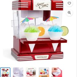 Nostalgia Snow Cone Maker Tabletop Shaved Ice Machine with 2 Reusable Cones & Ice Scoop, Red