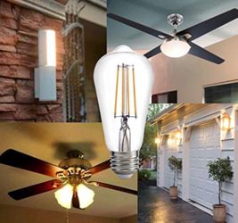 LED Edison Bulb 60W Replacement, Vintage Light Bulb, LED Filament Bulb ST58 ST19, 7W 800lm, Dimmable E26 Base, Clear,2700K,AC120V,for Ceiling,Chandel