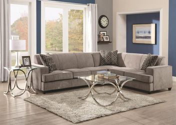 New grey pullout sleeper sectional