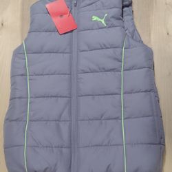 PUMA Girls Kids Purple Puffer Vest Lightweight Full Zip Winter Sleeveless Sz:6