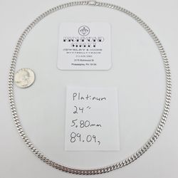Platinum pt950 24" 5.75mm flat miami cuban link chain 89g