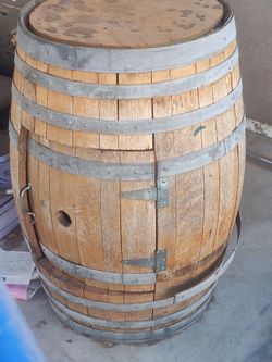 Rustic Oak Wine Barrel with Cabinet Door