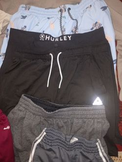 Miscellaneous clothing, all either adidas, hurly, Reebok.  Men's women's and a some childrens sized clothes included.
