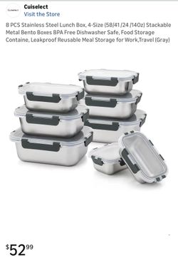 8 PCS Stainless Steel BPA Free Lunch Boxes