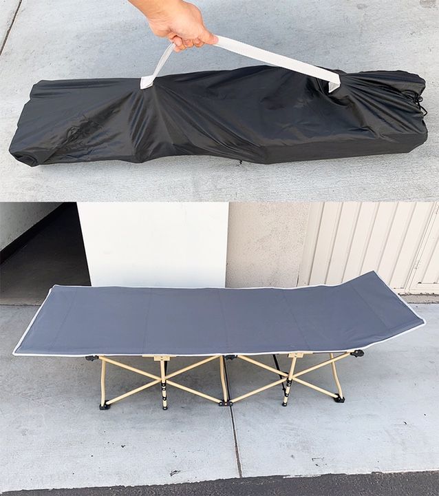 (NEW) $45 Folding Cot Camping Bed Collapsible w/ Carrying Bag Outdoor 75”x27” (Max 300lbs)