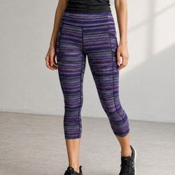 Lululemon Purple Stripe Wunder Under Crop Leggings size 6