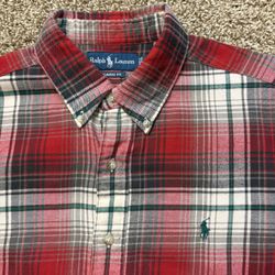 VTG Ralph Lauren Classic Fit Red Plaid Flannel Button Down Shirt Mens Size XL